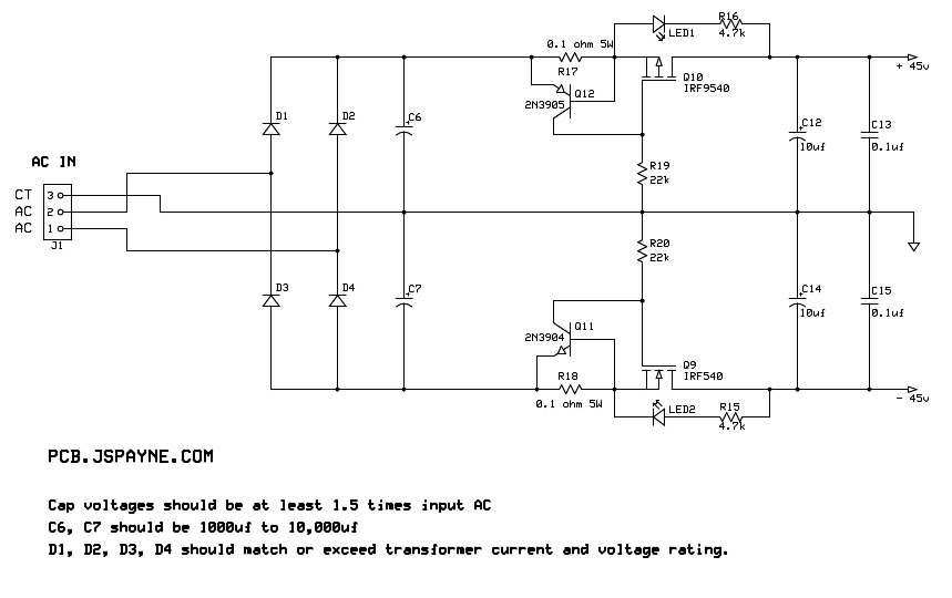 Current Limited Split Power Supply for Audio Amplifier